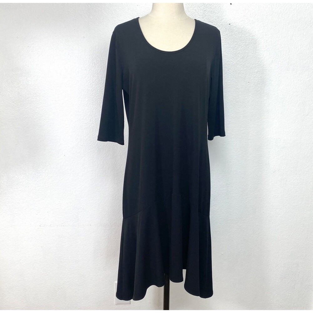 Clara SunWoo Woman Black Knit Dress Medium Scoop Neck Designer Career Travel USA